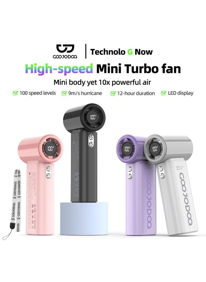 GOOJODOQ Mini Handheld Fan, High Speed, with Long-Lasting 4000mAh Turbo Battery ( Black ) - Image 2